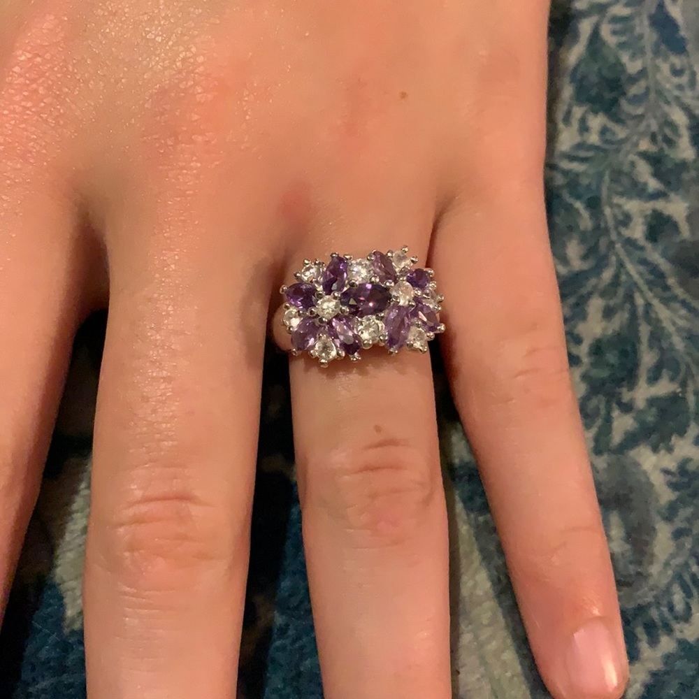 Amethyst and white Safire Ring